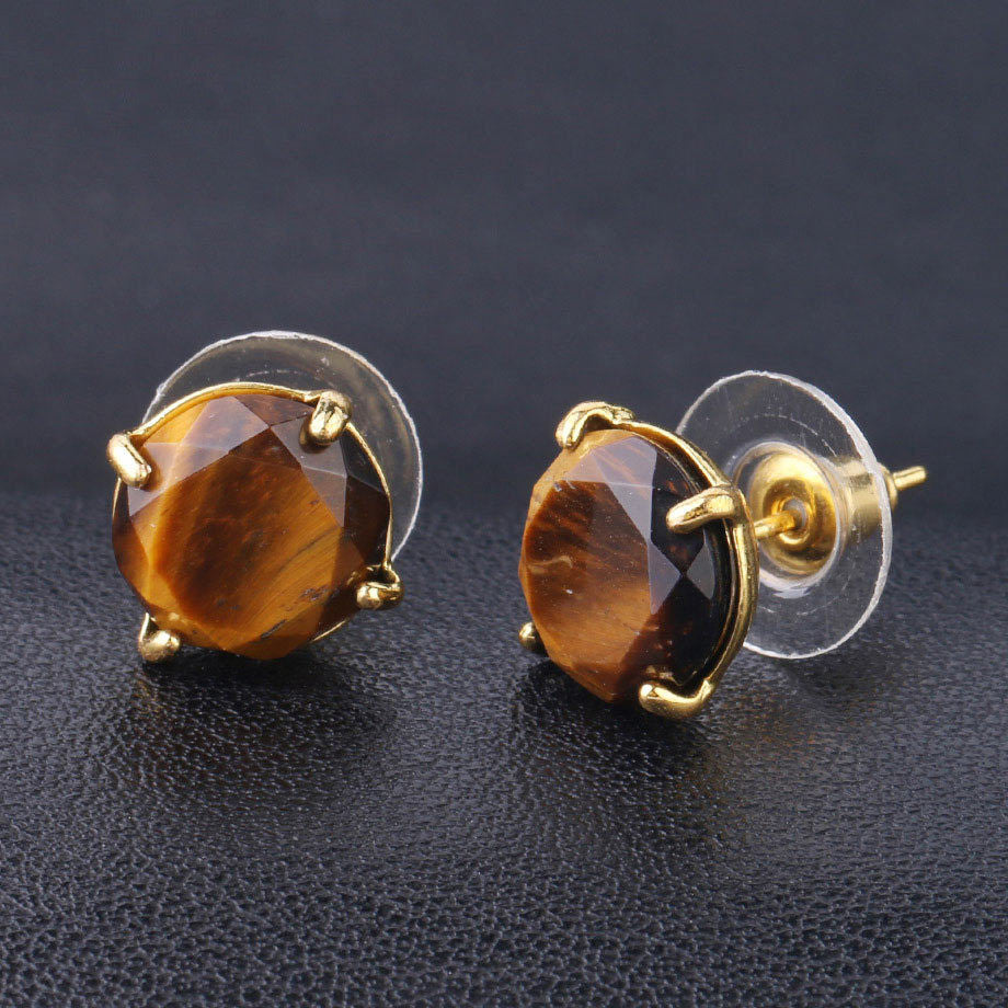 Faceted Round Natural Stone Earrings