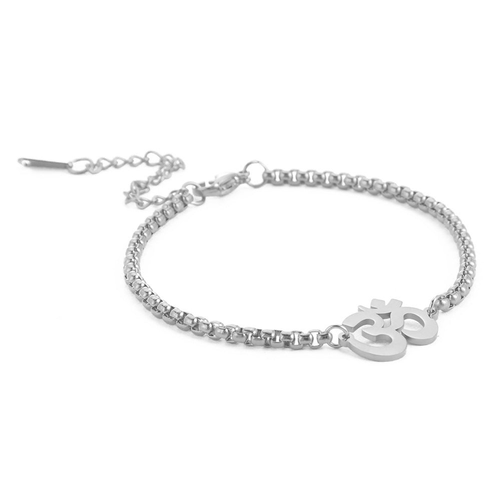 Trendy Stainless Steel Symbol Pendant Box Chain Bracelet