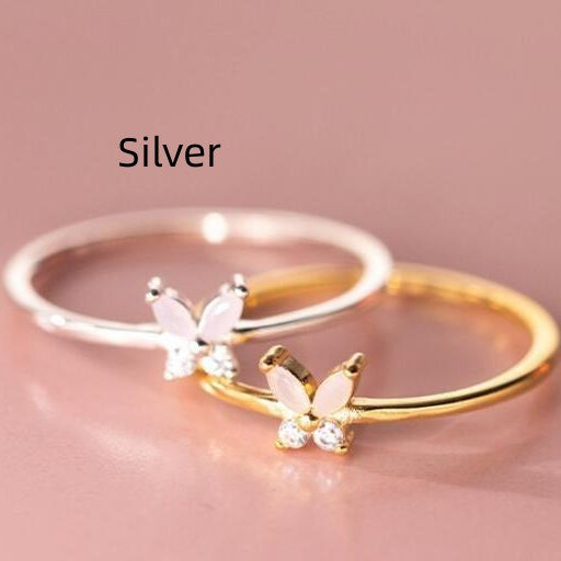 S925 Silver Korean Style Simple Rhinestone Ring