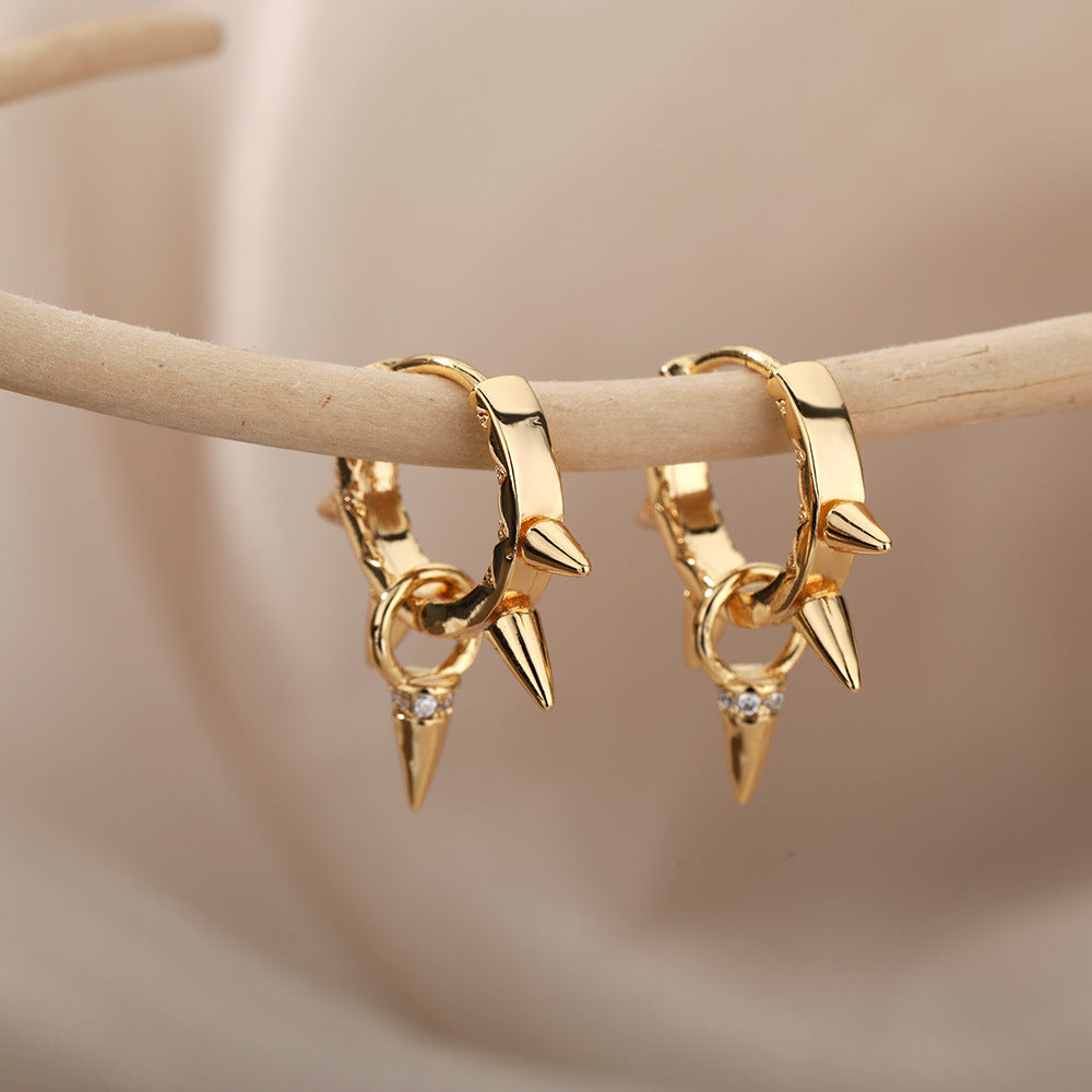 Simple Cold Style Rivet Spike Earrings