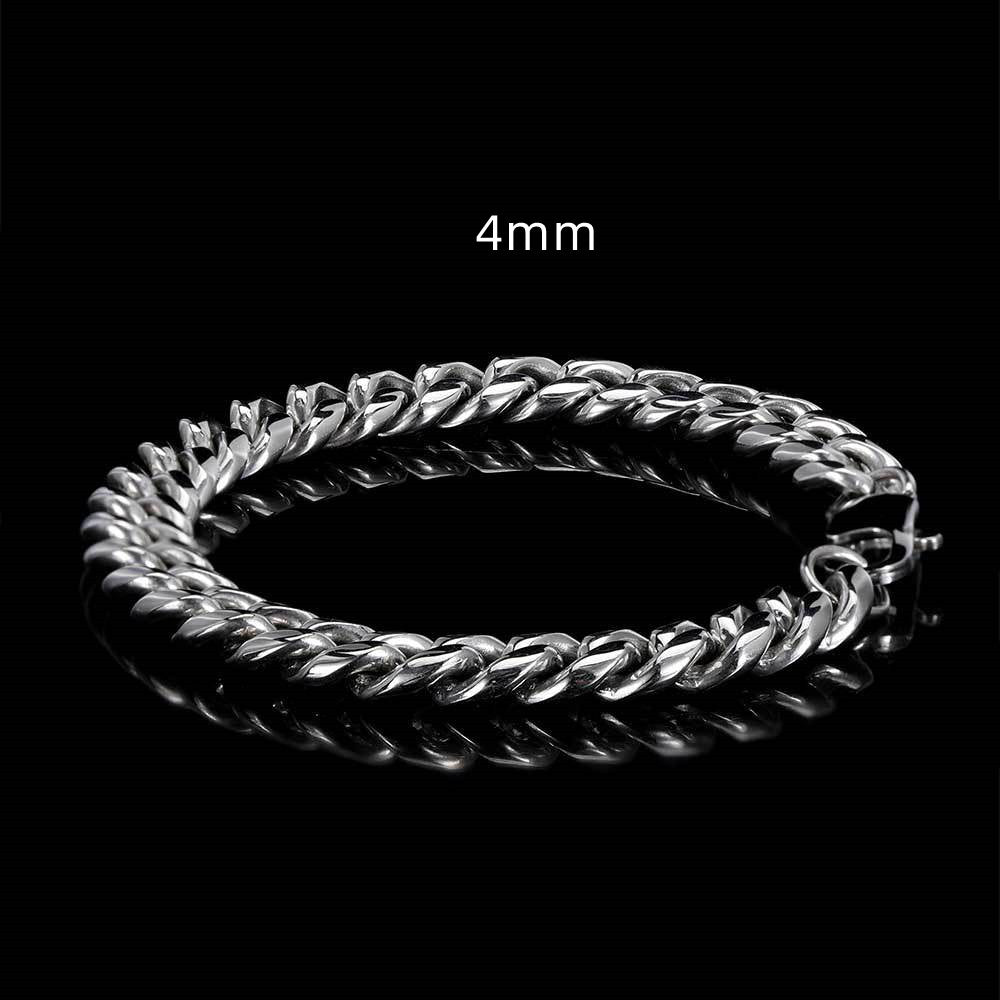 Japanese Buckle Stainless Steel Round Grinding Encrypted Cuban Bracelet