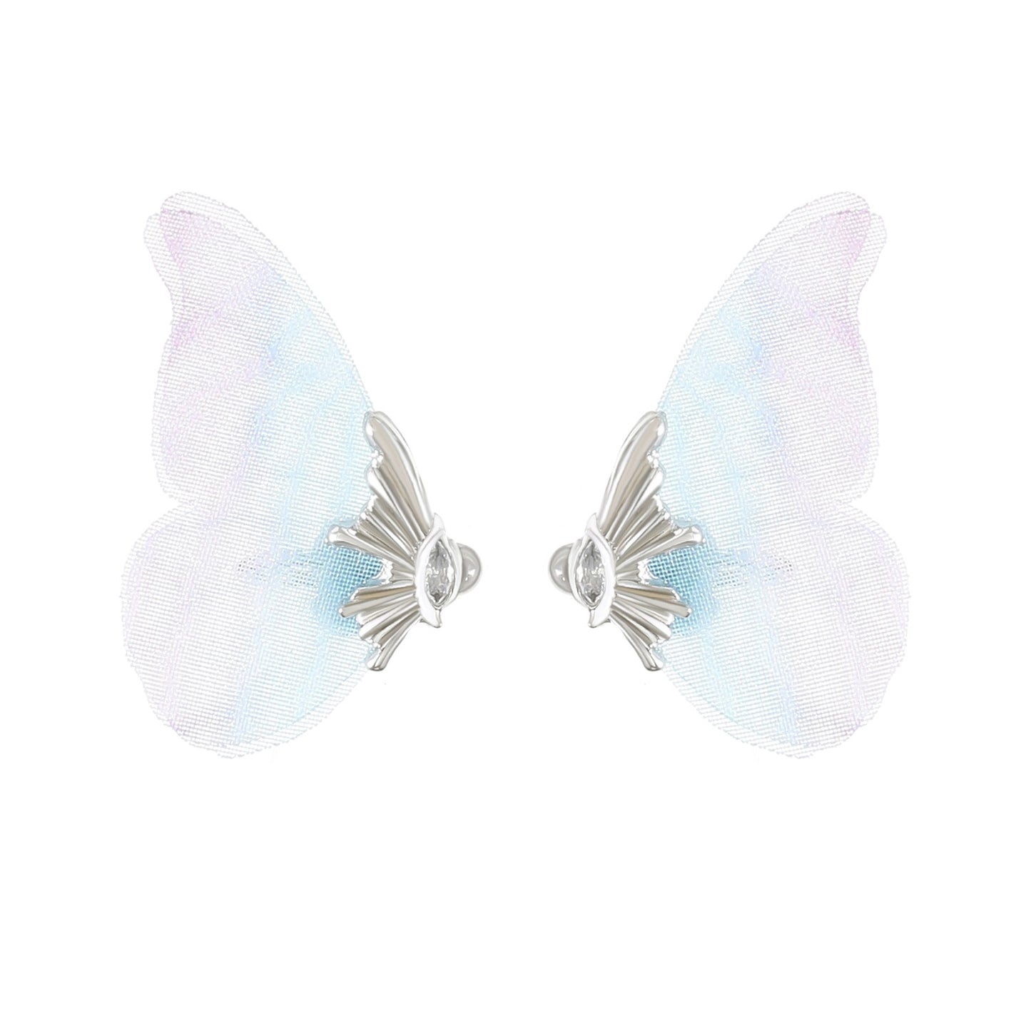 Fantasy Butterfly Mesh Wings Ear Clip Fashion Short Simple Transparent Earrings