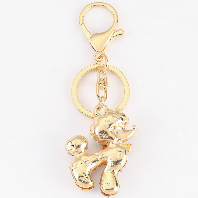 Water Diamond Zodiac Little Dog Car Keychain Female Han