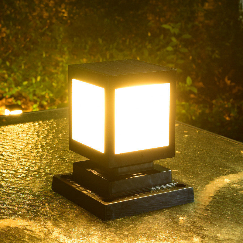 European Style Column Head Lamp Outdoor Villa Courtyard Wall Lamp Solar Wall Lamp