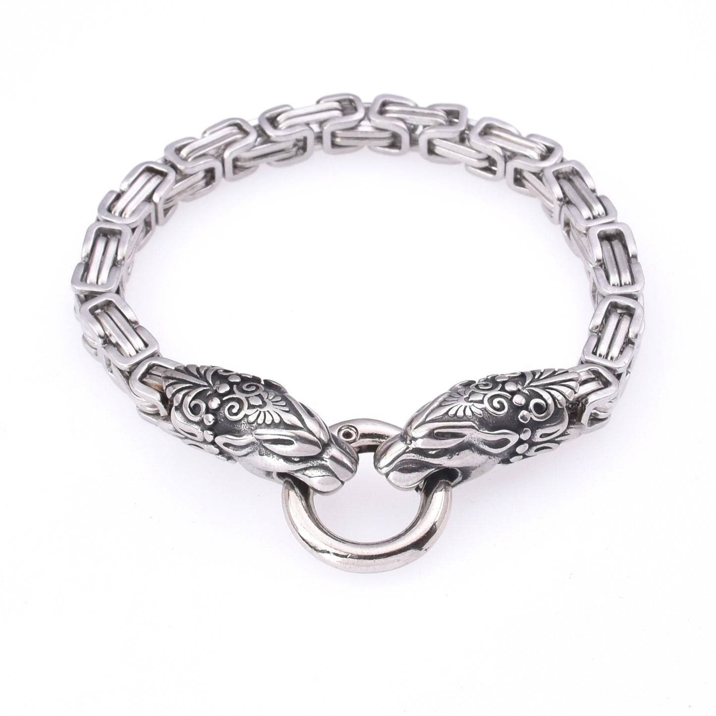 Stainless Steel Viking Wolf Head Leopard Head Bracelet