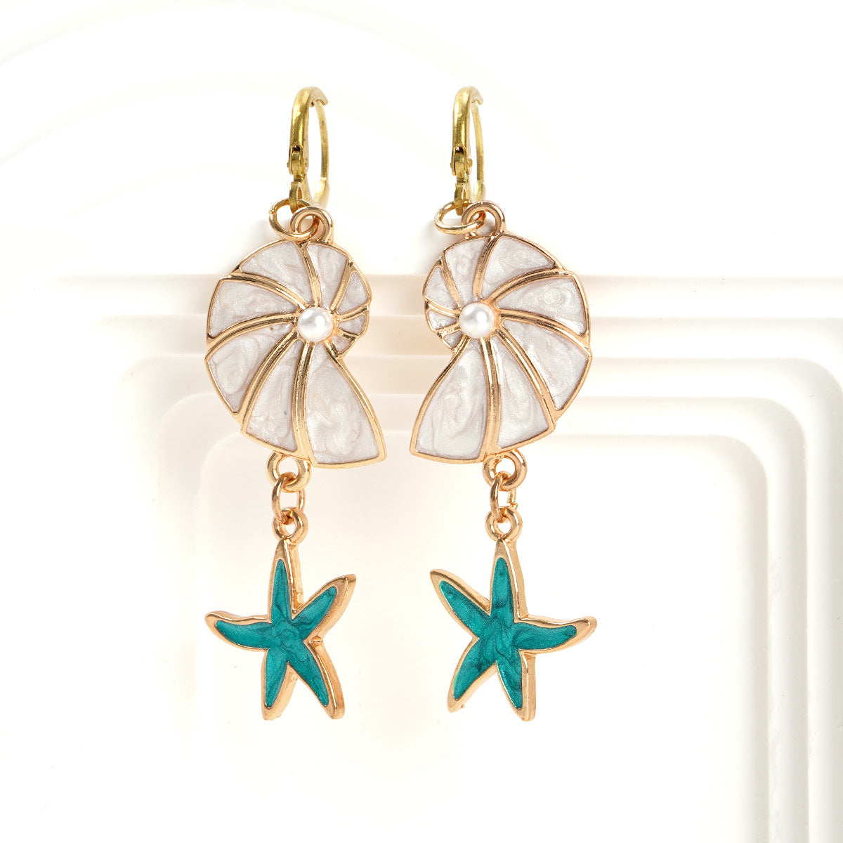 Fashion Style Popular Ocean Vacation Style Starfish Shell Earrings