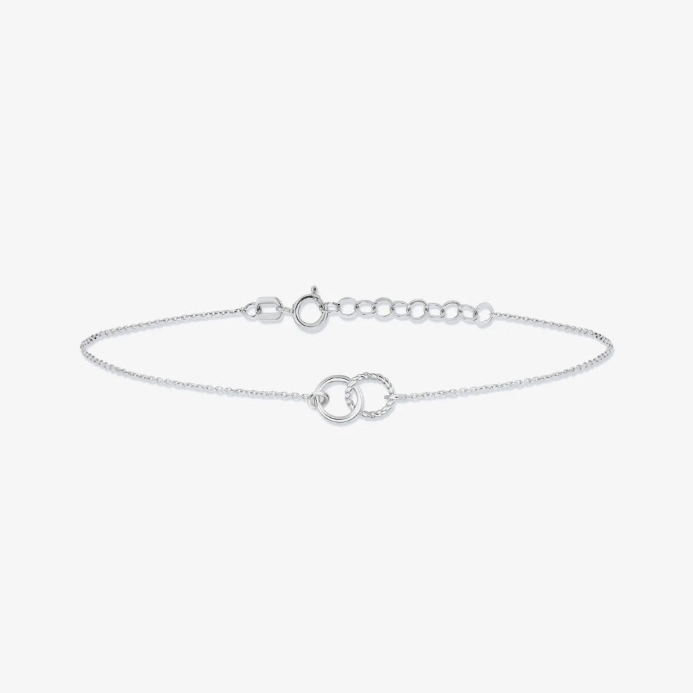 S925 Sterling Silver Temperamental All-match Double Ring Women's Bracelet