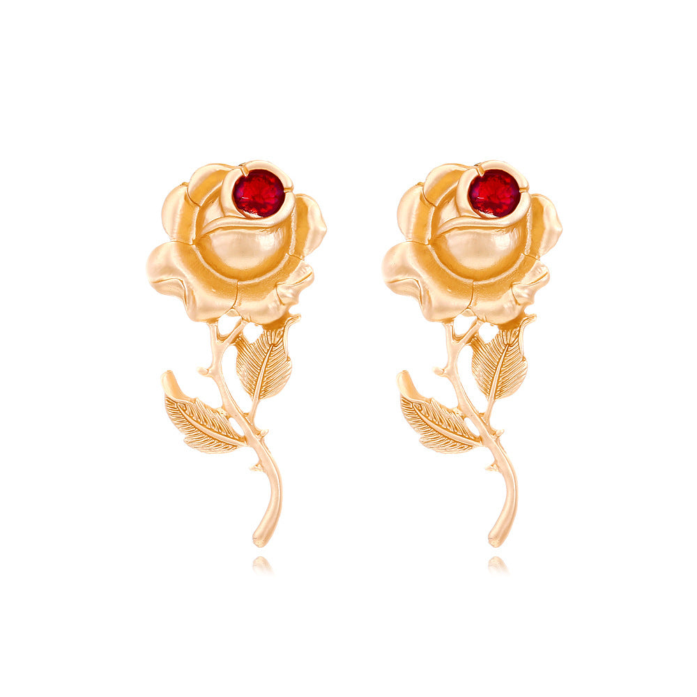 Retro Baroque Rose Graceful Personality Flower Earrings