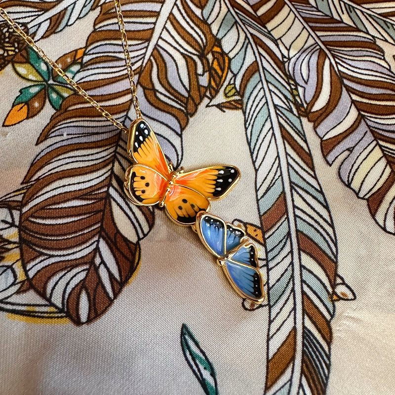 Handmade Enamel Painted Butterfly Necklace