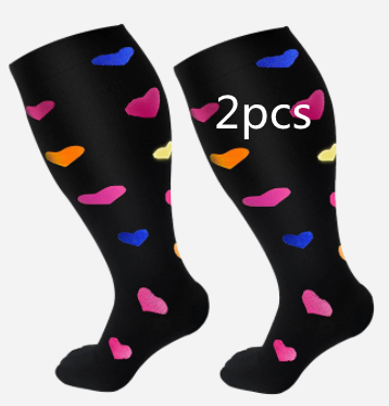 Plus Size Compression Socks Men's And Women's Pressure Socks High Elasticity Fat Socks Sports Fitness Printing Running Socks