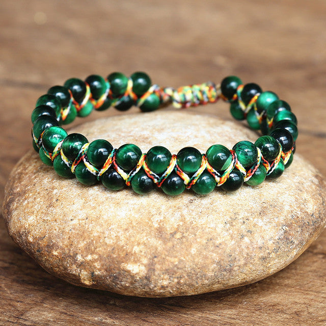 Hand-woven Adjustable Tiger-eye Bracelet