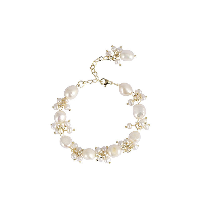 Super Fairy Baroque Shaped Freshwater String Of Pearls Bracelet For Women