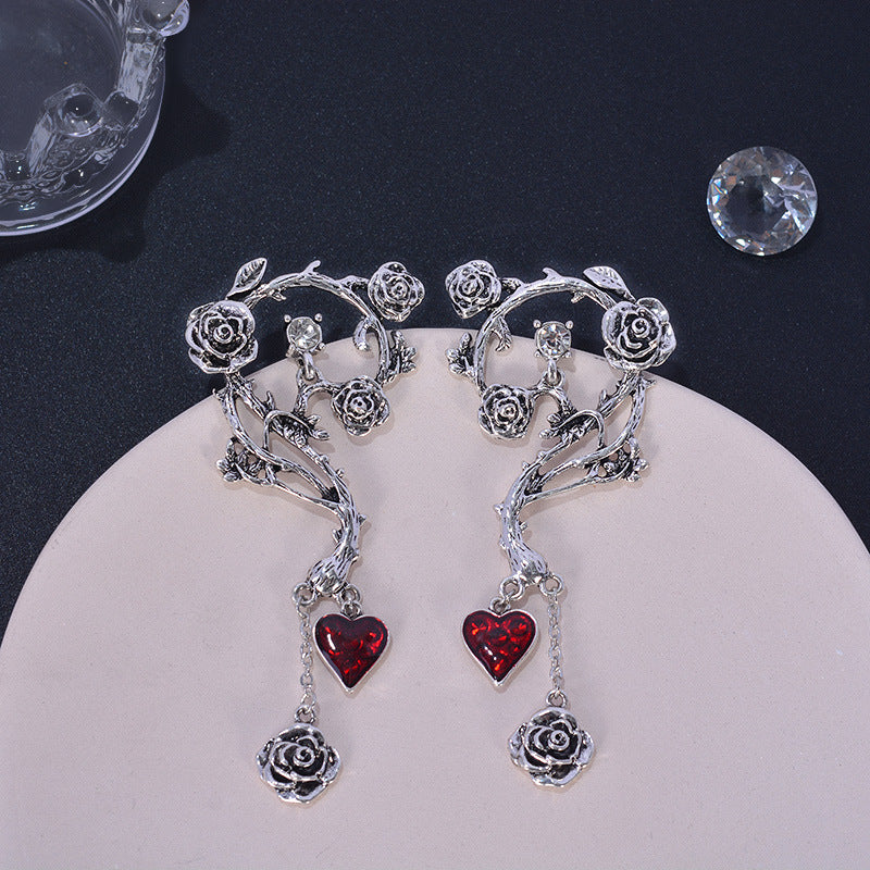 Halloween Red Peach Heart Drop Earrings