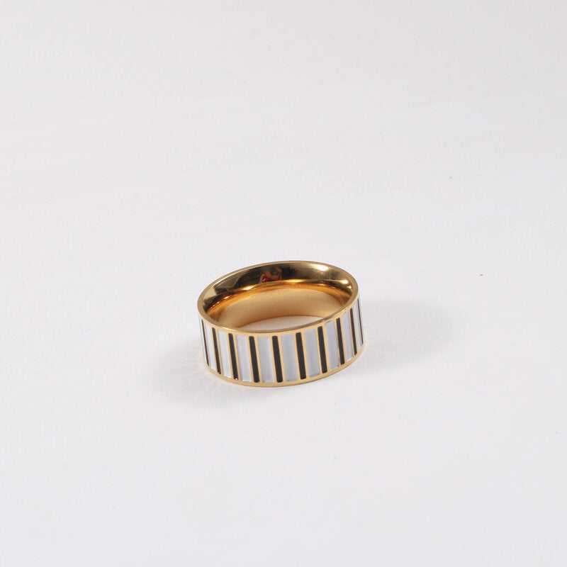 Black And White Piano Shape Ring