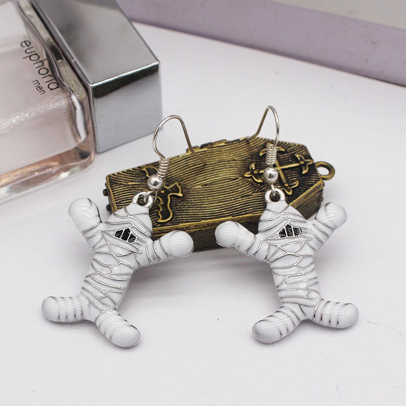 Egyptian Mummy White Drip Earrings