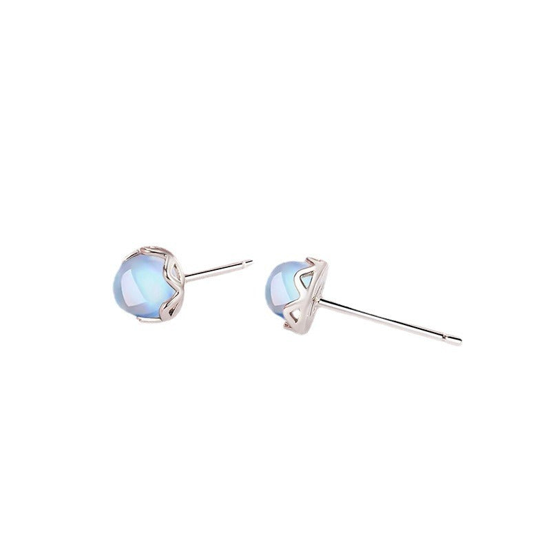 Female Minimalist Glass Moonstone Earrings