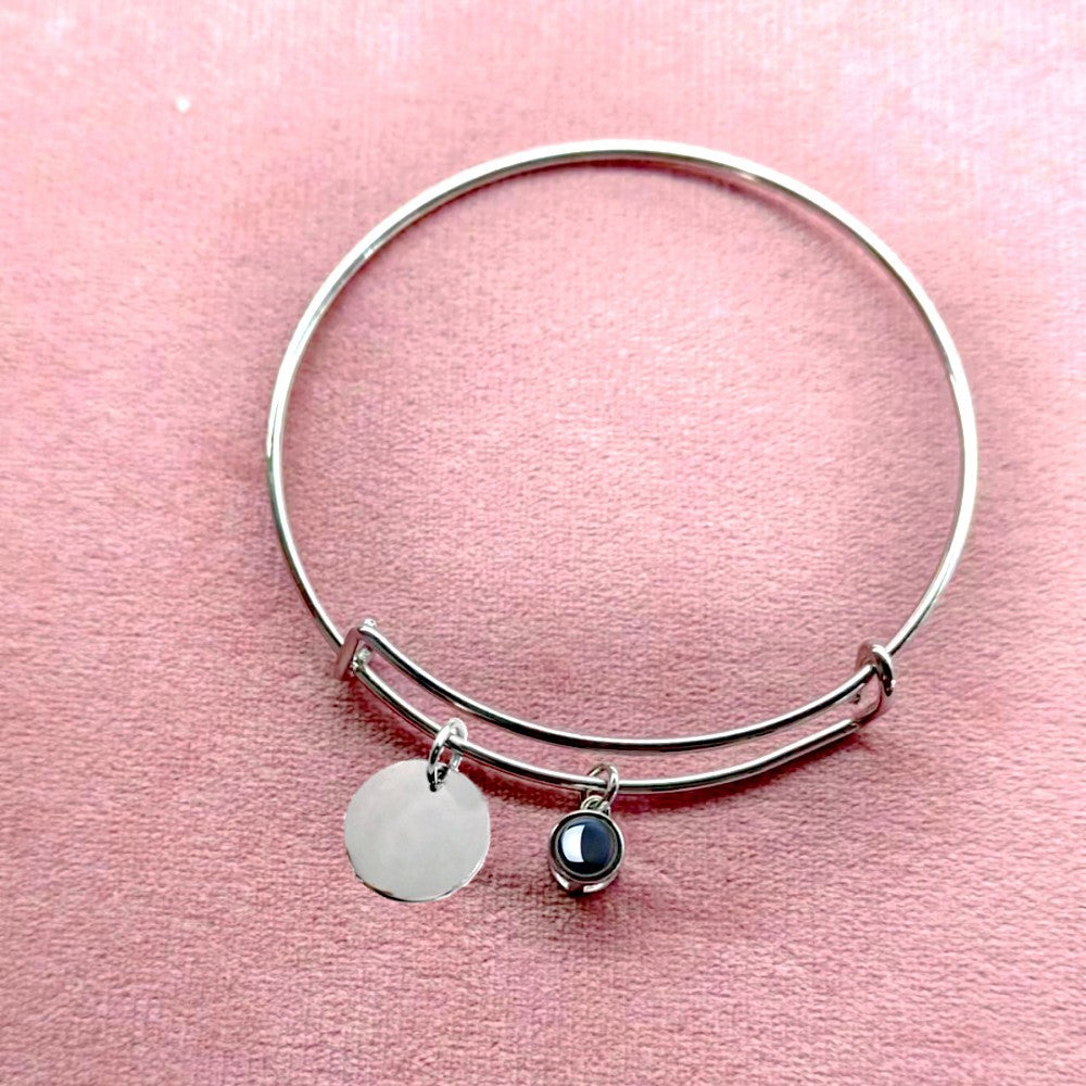 Double-sided Polished Engraved Push-pull Adjustable Bracelet