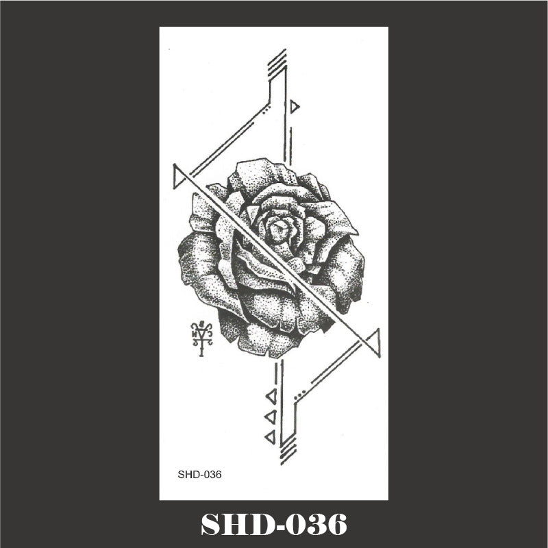 Black And White Sketch Flower Waterproof Tattoo Sticker