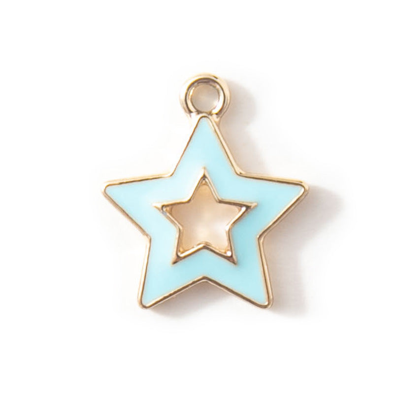 Five-pointed Star Hollow Pendant Bracelet Female Keychain Pendant Alloy Drop Oil Ornament