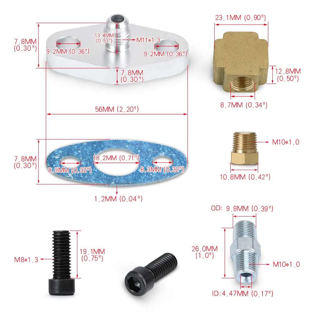 WLR RACING - T3 T4 T3/T4 T04E T70 T66 T67 GT35 T3/60-1 GT45 Turbo Oil Feed Line 1/8 NPT 4AN WLR-TOL11