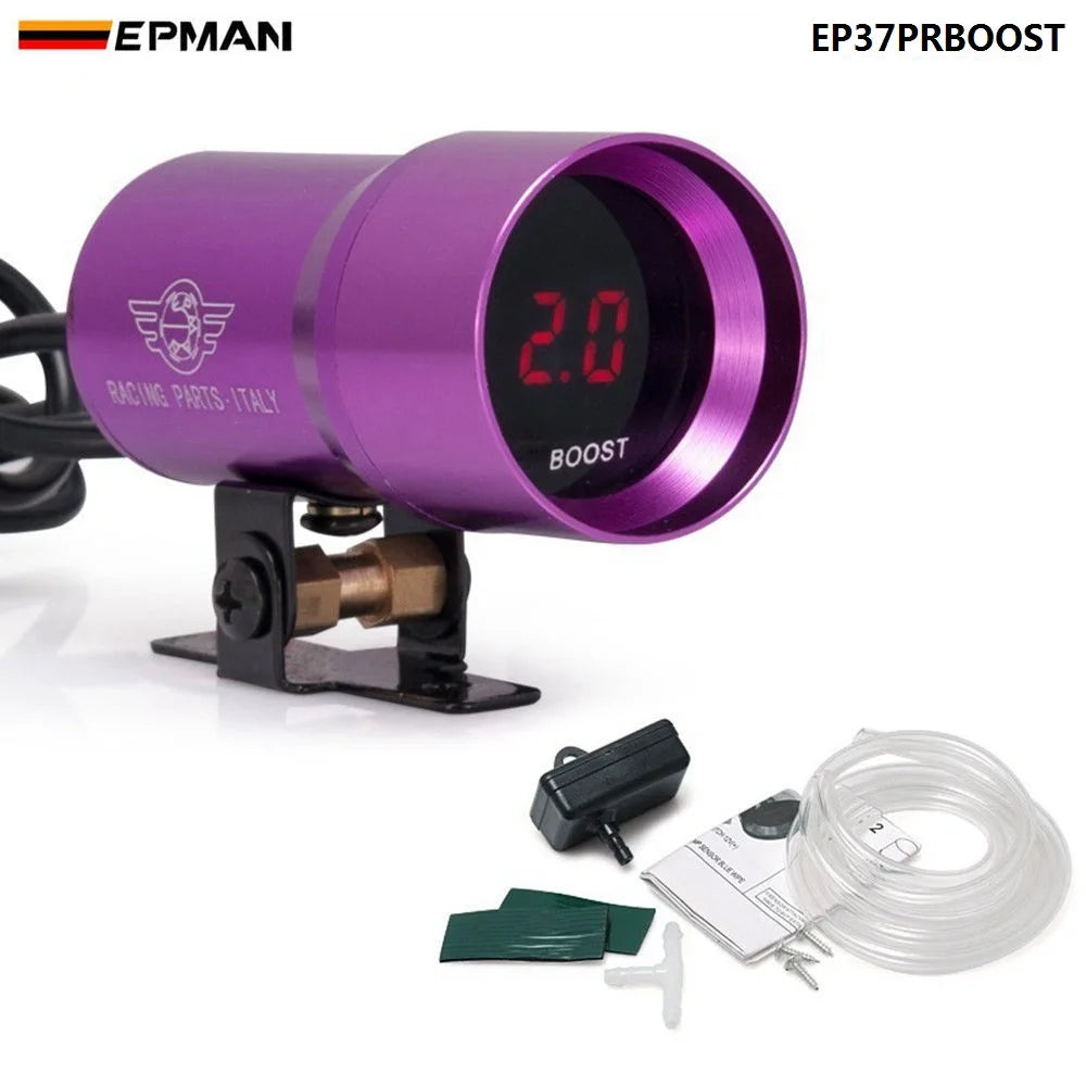 EPMAN 37mm Compact Micro Digital Smoked Boost BAR Gauge Universal 3-4-6-8 Cylinder Engines Black,Purple For BMW F20 EP37BKBOOST