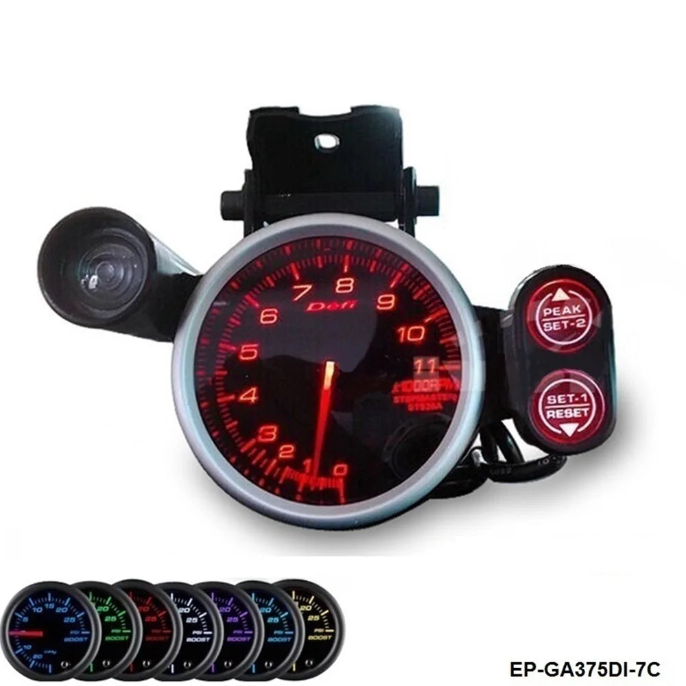 2" 52mm 7 Color LED Smoke Face Car Auto Bar Turbo Boost Gauge Meter With Sensor and Holder AD-GA52BOOSTBAR