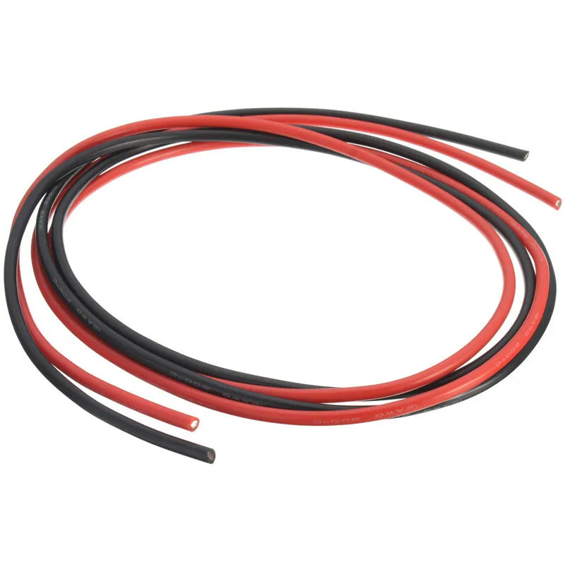 2M Two Wires 12/16/18/20/26/28/30AWG Silicone Wire SR Wire Flexible Stranded Copper Electrical Cables 1M black+1M red For RC