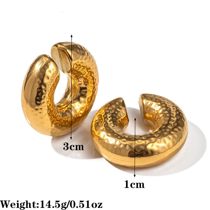 18K Gold Plated C-shaped Stainless Steel Earrings