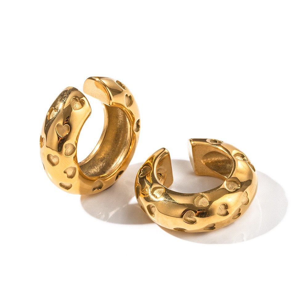 18K Gold Plated C-shaped Stainless Steel Earrings