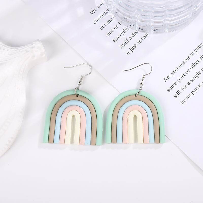 Polymer Clay Rainbow Earrings Eardrops