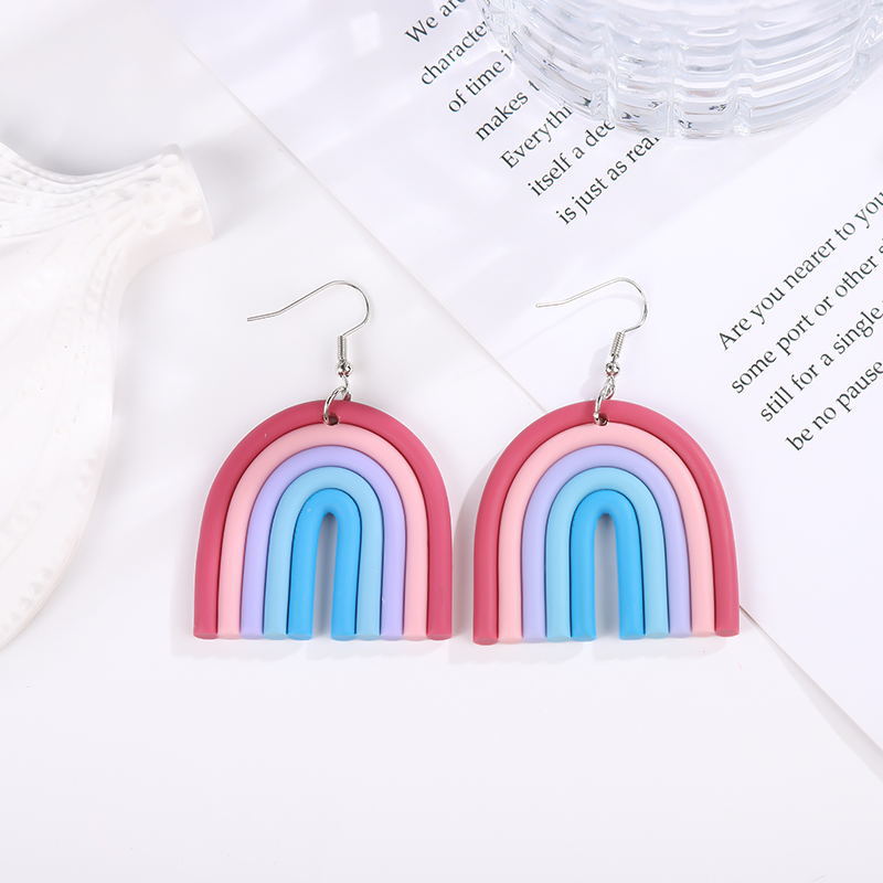 Polymer Clay Rainbow Earrings Eardrops