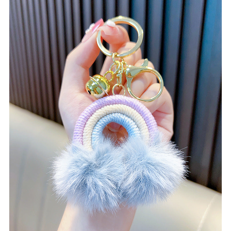 Woven Rainbow A Little Cloud Fur Ball Car Key Ring