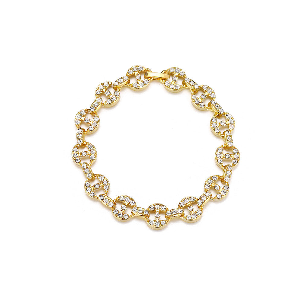 Stylish Round Spot Drill Roman Bracelet