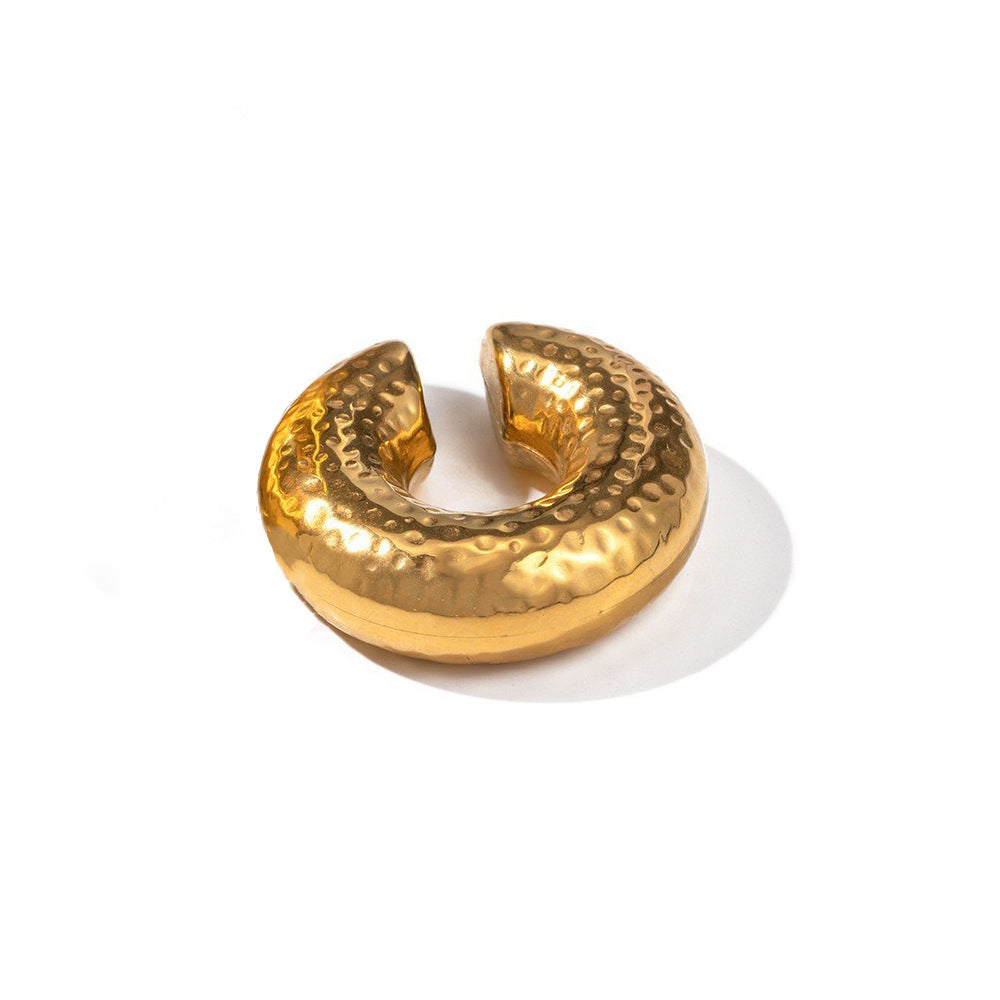 18K Gold Plated C-shaped Stainless Steel Earrings