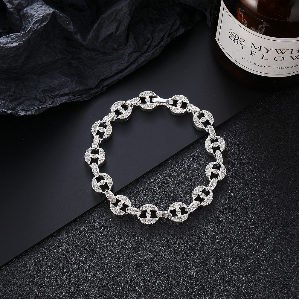 Stylish Round Spot Drill Roman Bracelet