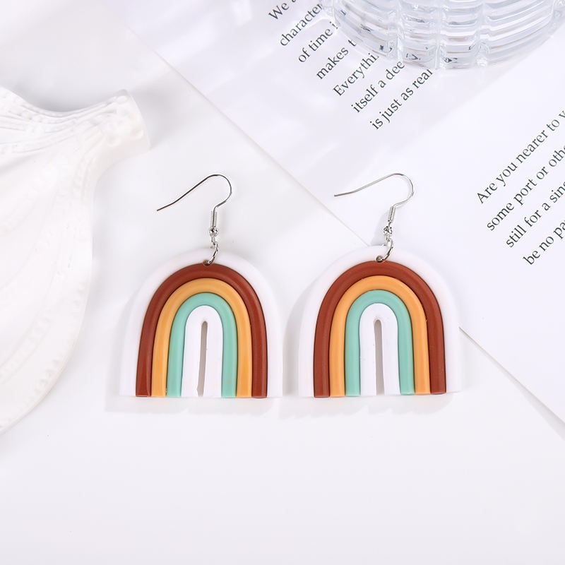 Polymer Clay Rainbow Earrings Eardrops