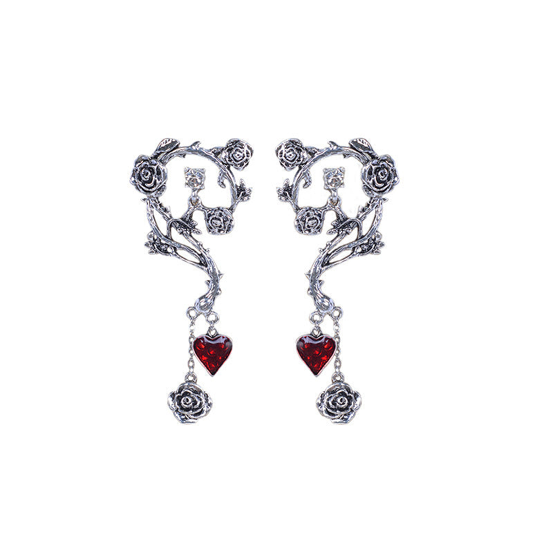 Halloween Red Peach Heart Drop Earrings