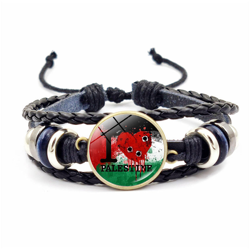 Flag Vintage Leather Bracelet Ornament All-match