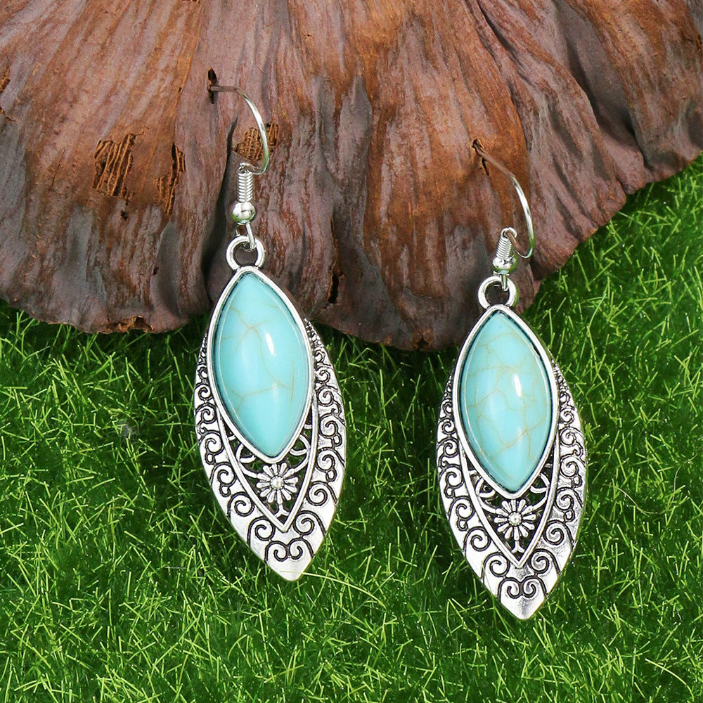 Turquoise Bohemian Tassel Geometric Earrings