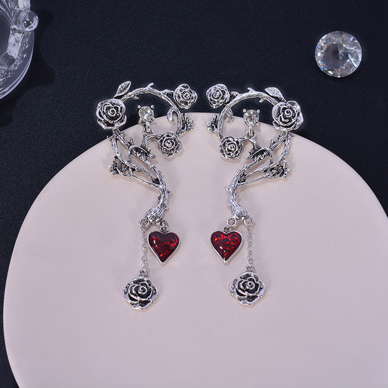 Halloween Red Peach Heart Drop Earrings