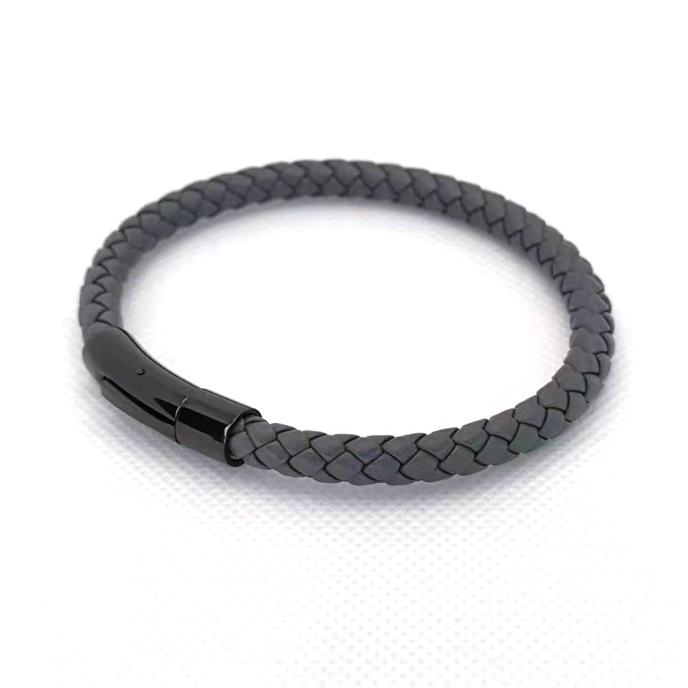 Titanium Steel Leather Braided Bracelets