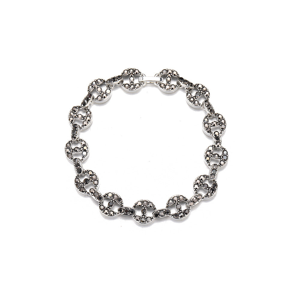 Stylish Round Spot Drill Roman Bracelet