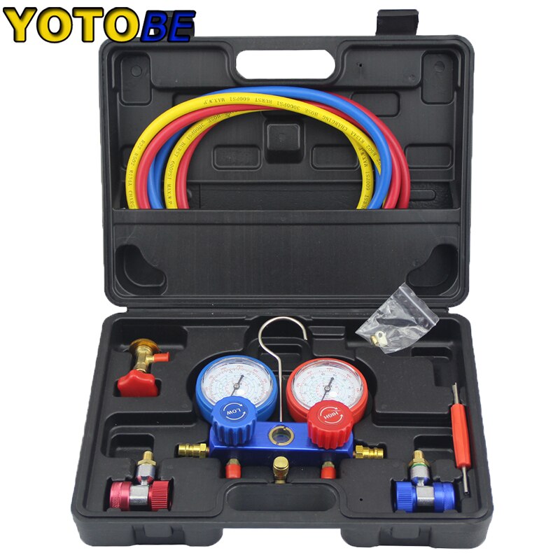 Refrigeration Air Conditioning Manifold Gauge Maintenence Tools 3000PSI Max Explosion Pressure R134A R12 R22 R404A Car Set