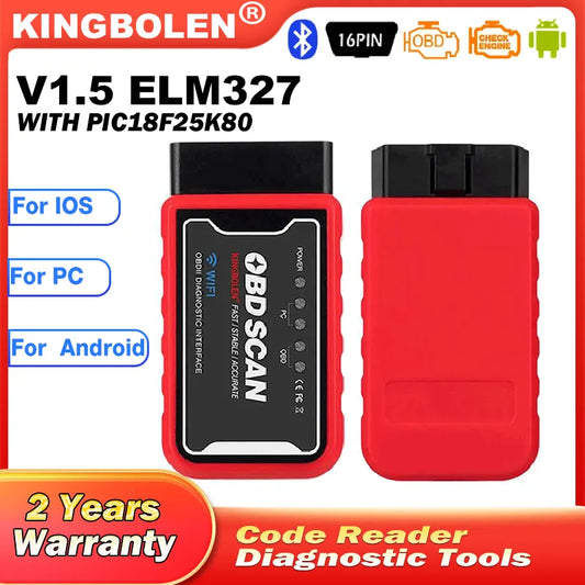 ELM327 V1.5 Wifi/BT with PIC18F25K80 On Android/IOS ELM327 OBDII Scanner Wifi Bluetooth-compatible Car OBD2 Diagnostic Tool