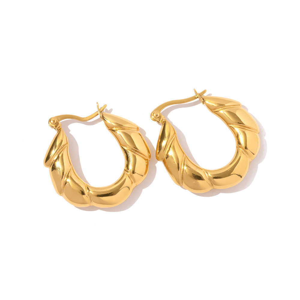 Irregular Smooth Gold-plated Stainless Steel Ring-shaped Earrings