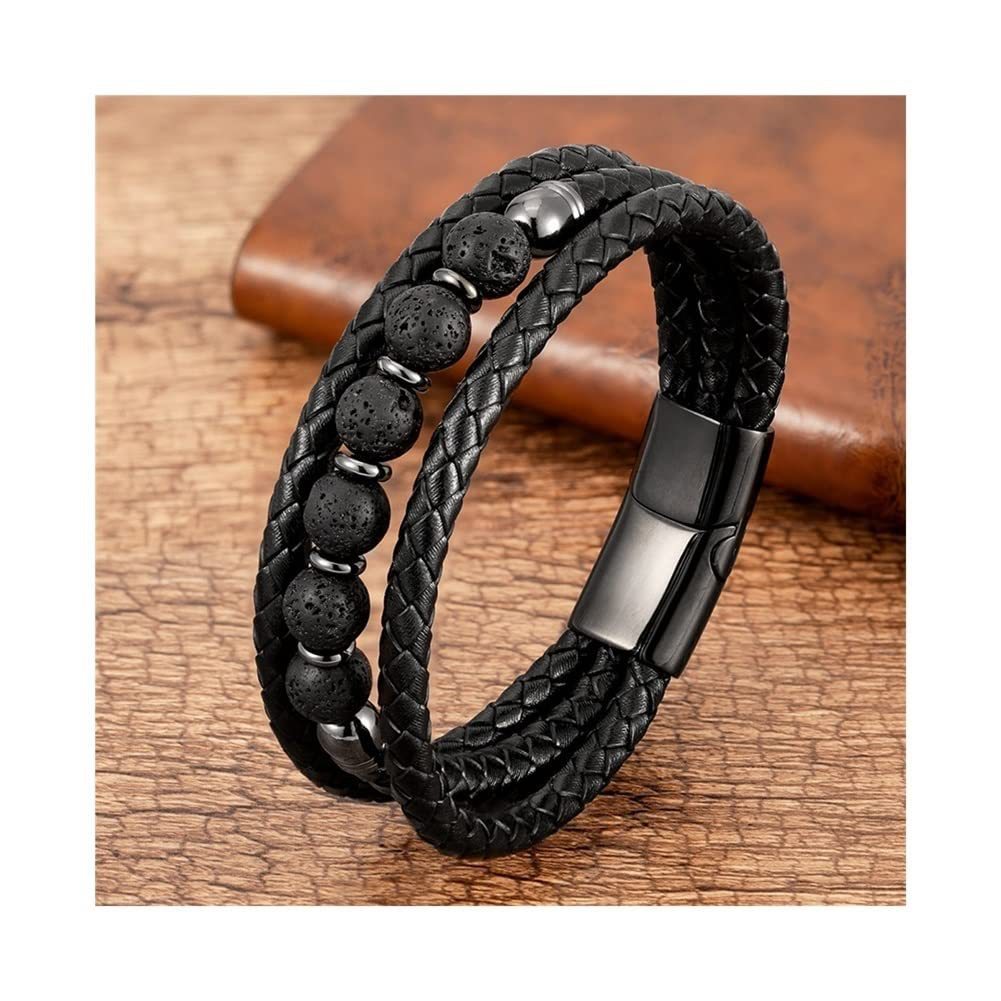 New Men's Three-layer Leather Bracelet