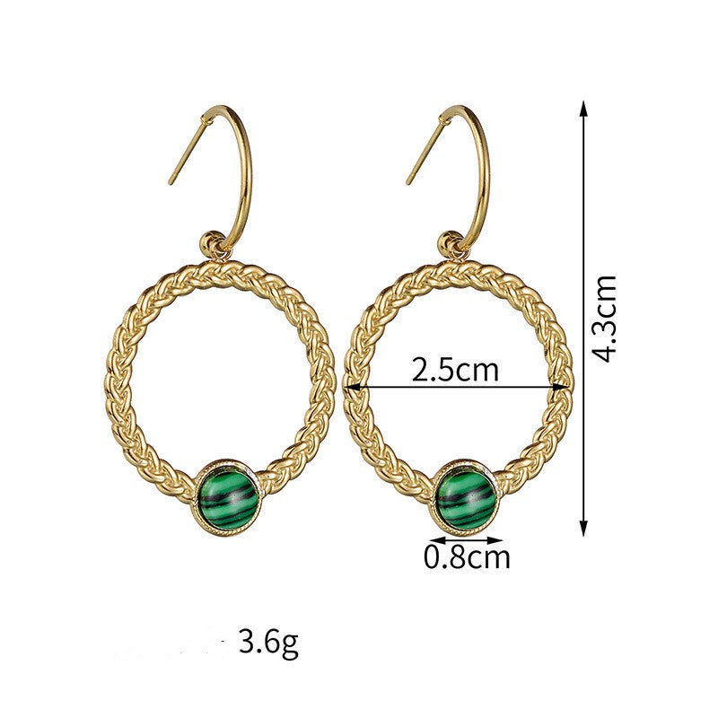 French Retro Minority Design Sense Turquoise Earrings Women