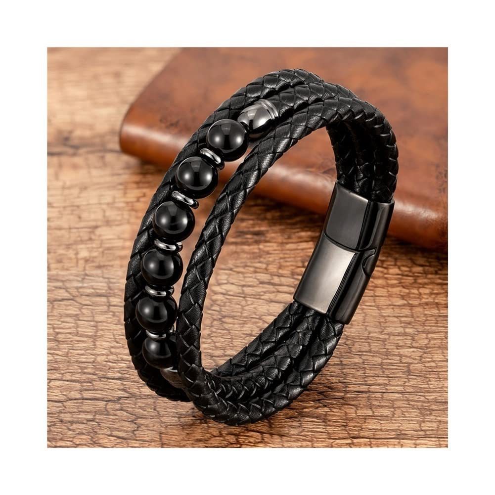 New Men's Three-layer Leather Bracelet