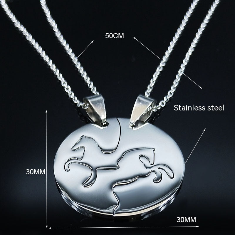 Horse Couple Chain Female Autumn And Winter Sweater Pendant Necklace