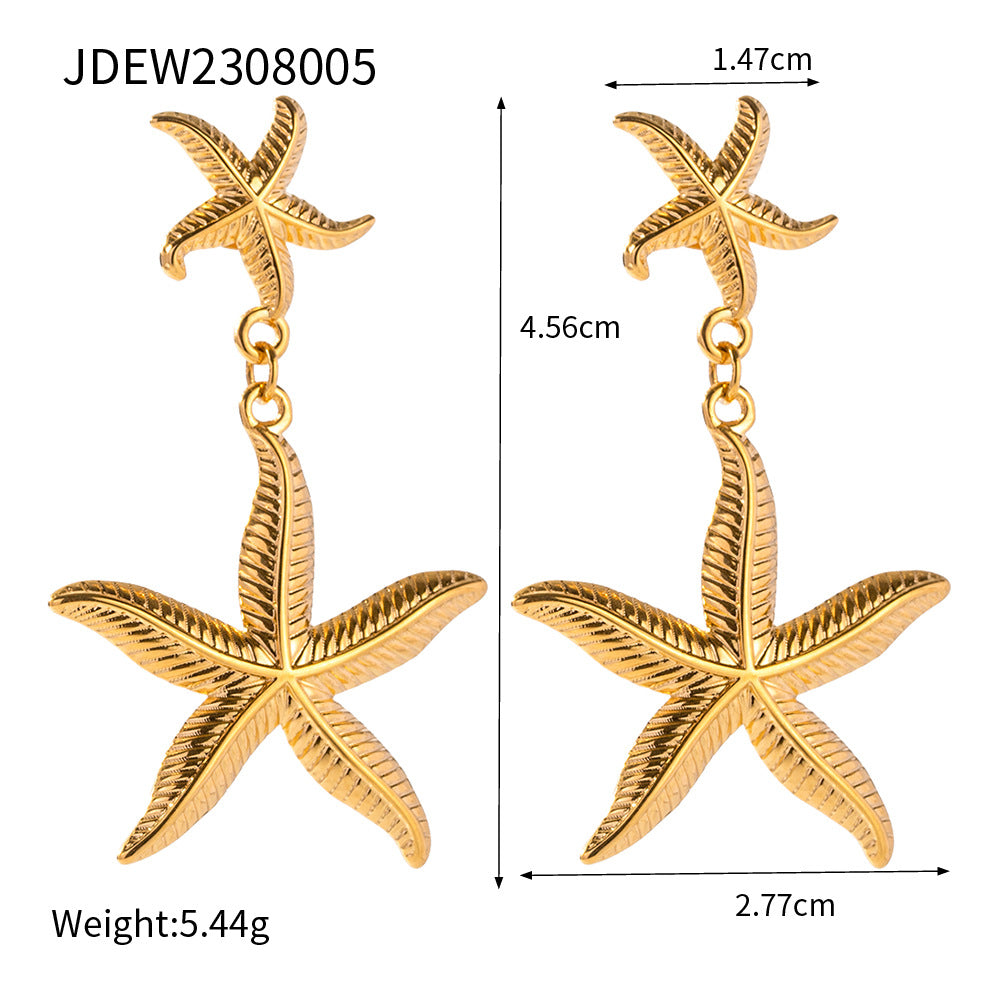 Titanium Steel Starfish Earrings For Women